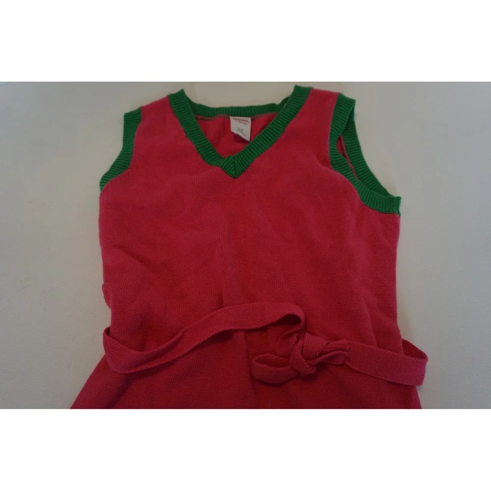 Gymboree Girls Pink Green Heart Sweater Dress Cotton Knit Size L 10-12 NWT